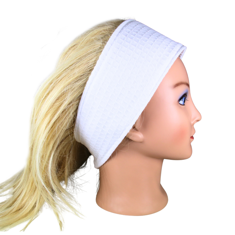 Waffle cotton headband with velcro