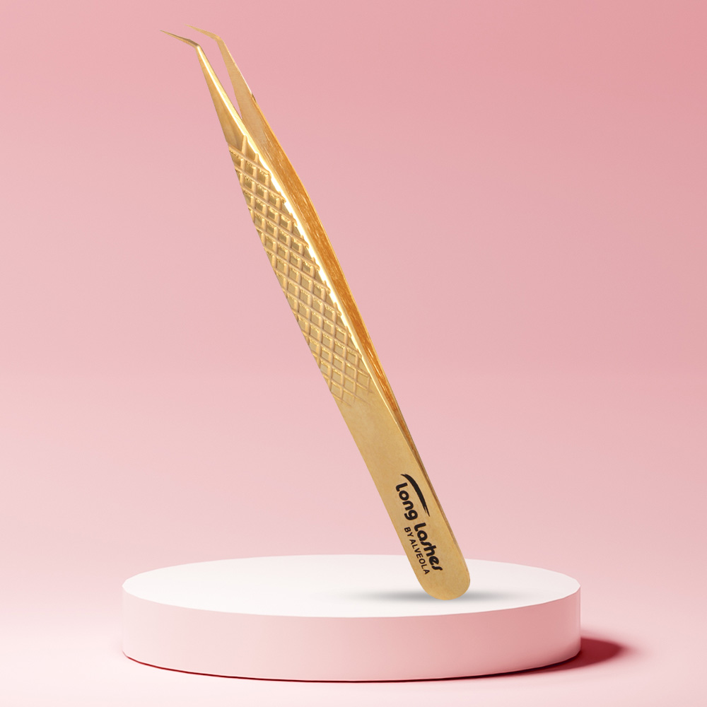 Long Lashes curved lash tweezers - gold, 12cm