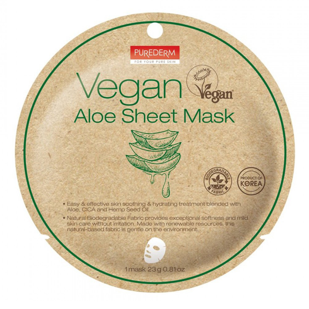 PureDerm 3 in 1 Vegan Aloe Sheet Mask