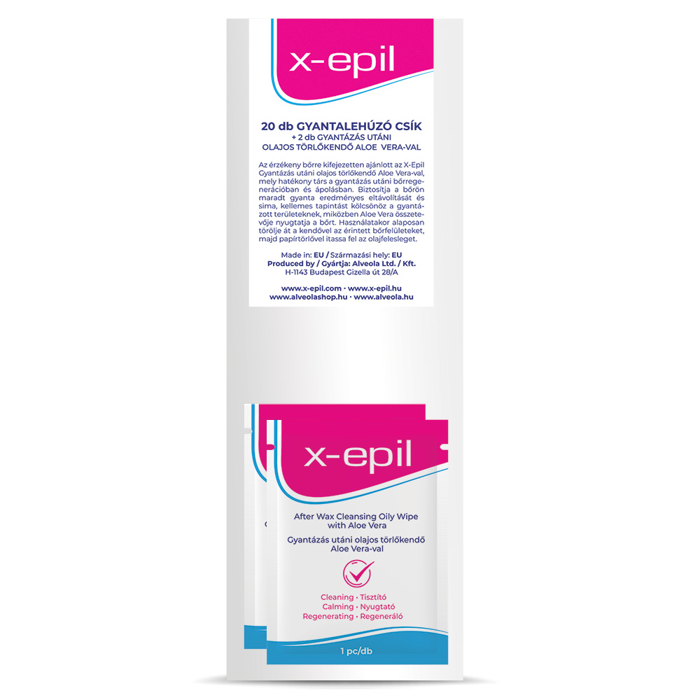 X-Epil Hair removal strips 20 pcs + 2 pcs oily wipes