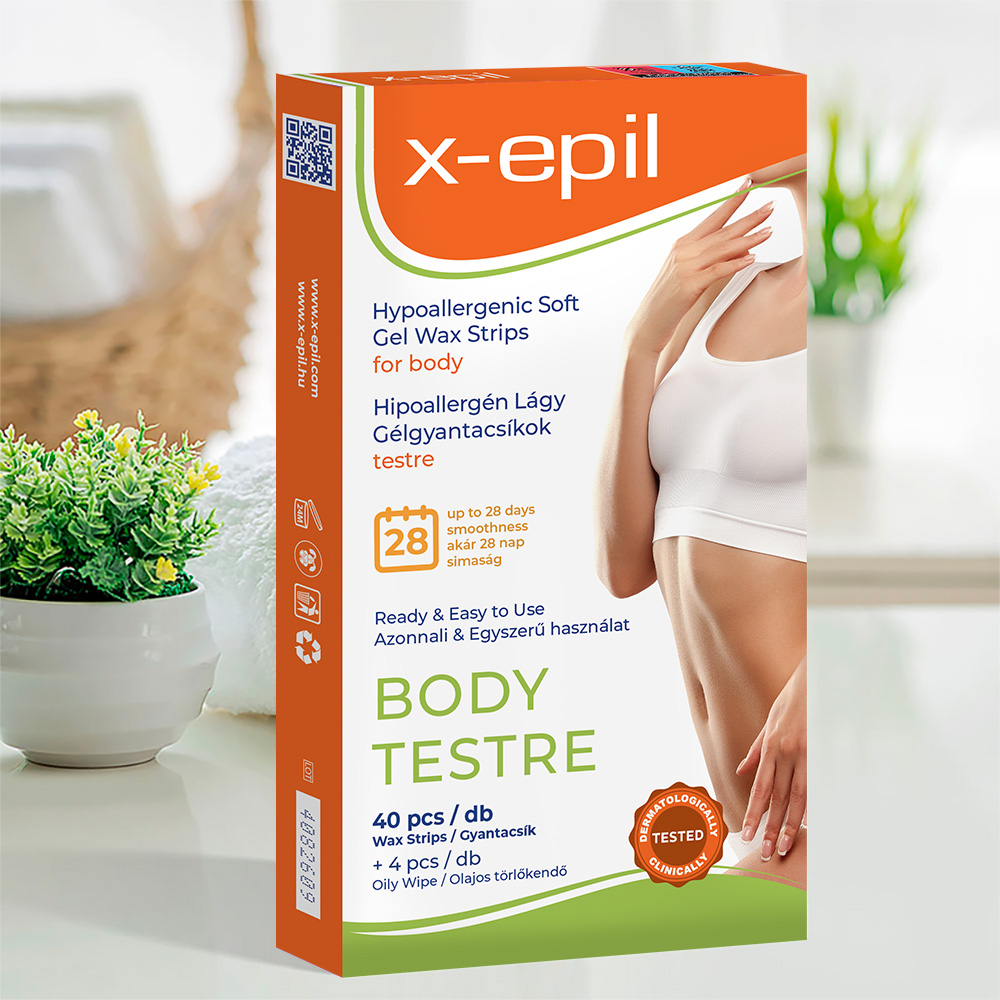 X-Epil Hypoallergenic Gel Wax Strips for body  – 40 pcs
