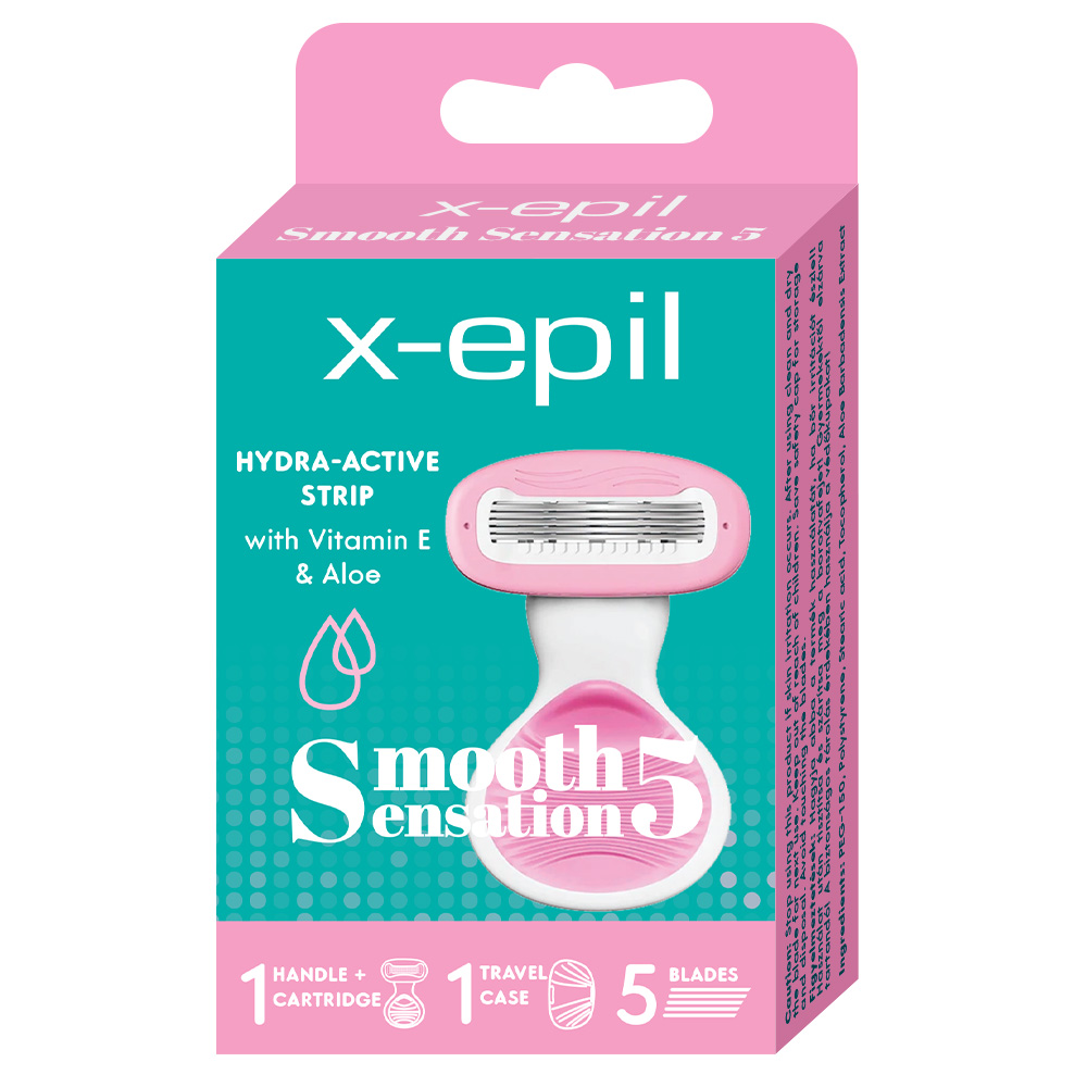 X-Epil Smooth Sensation 5 blades mini woman razor with travel case 1pc