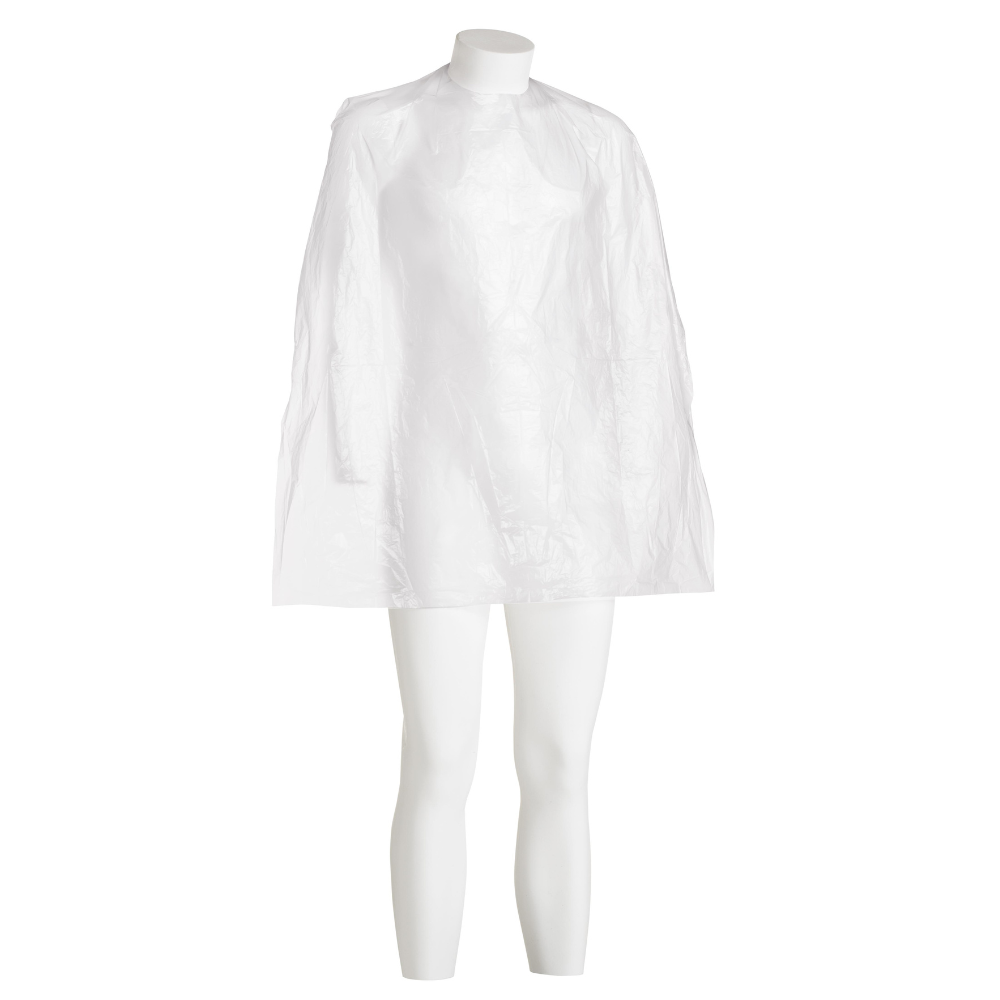 Unfolded Disposable Cape For Hairdresser White Polybag 30 Pz