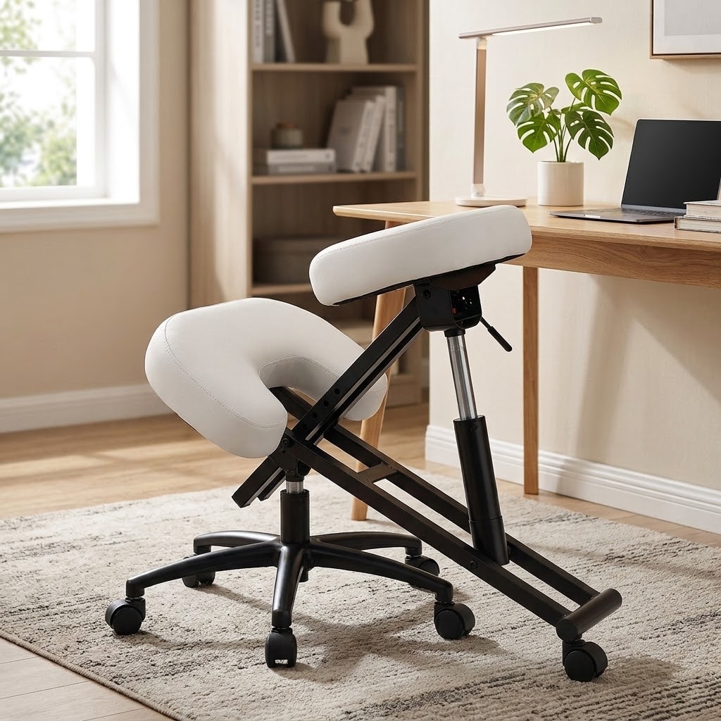 Ergonomic Stool Master Inox white
