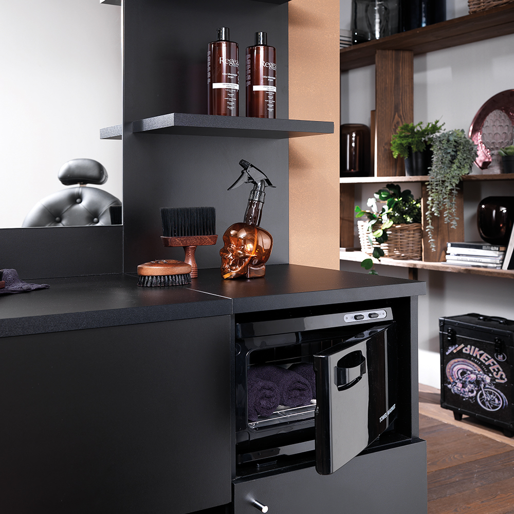 Compact black aroma therapy towel warmer