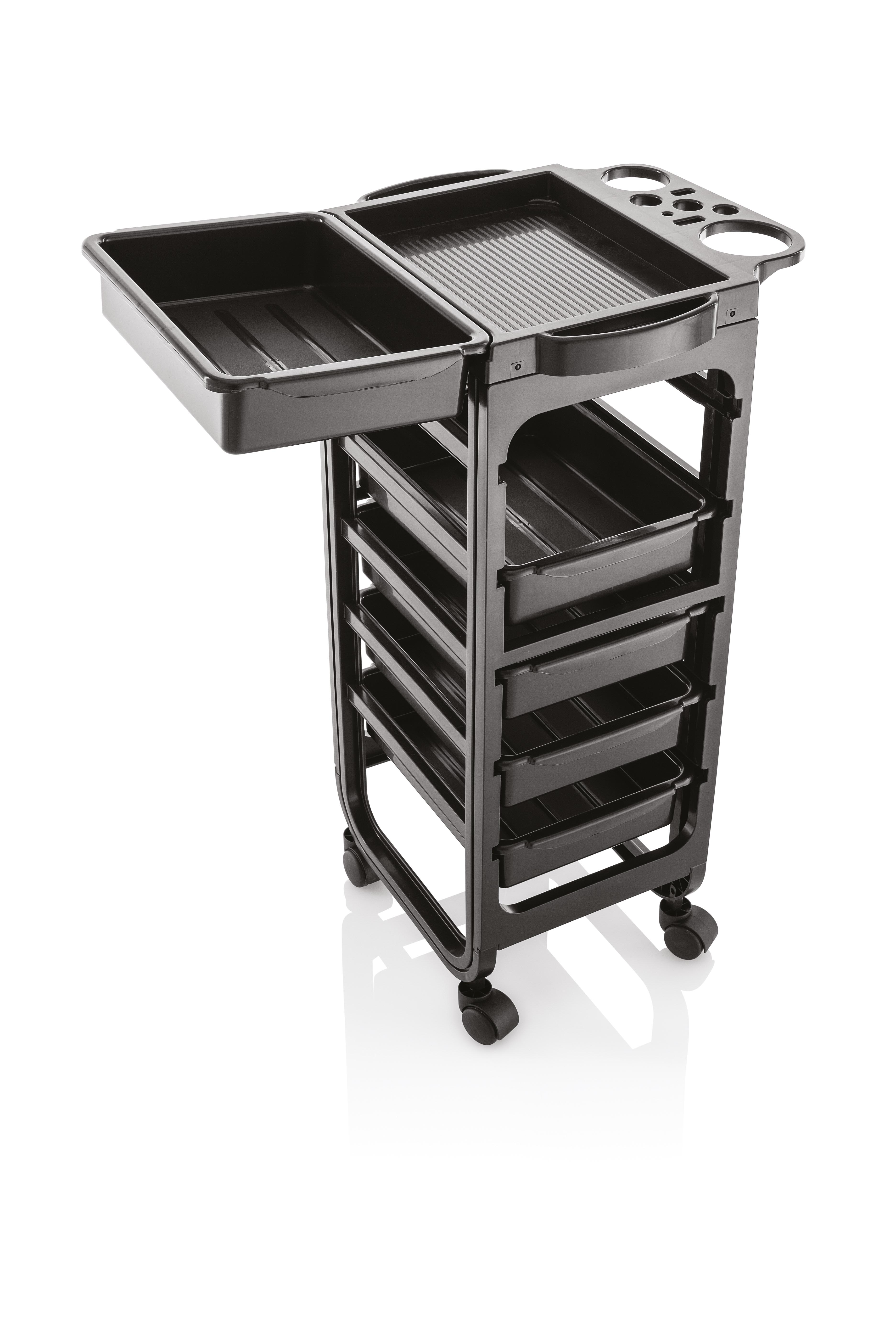 Barcelona equipment trolley with black shelves
