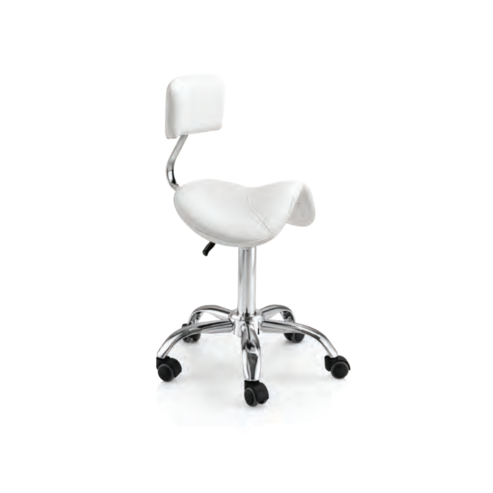 Saddle white stool with backrest