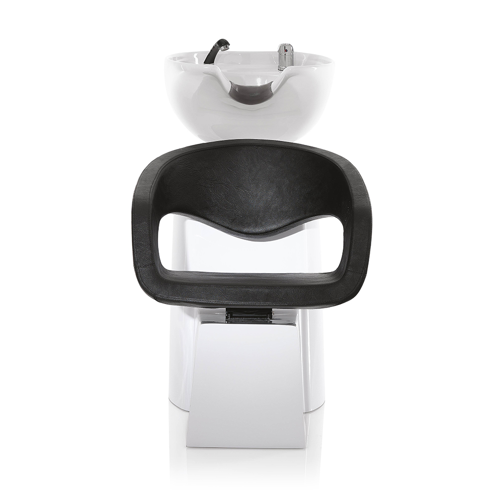 Wave washing unit with white base and black chair