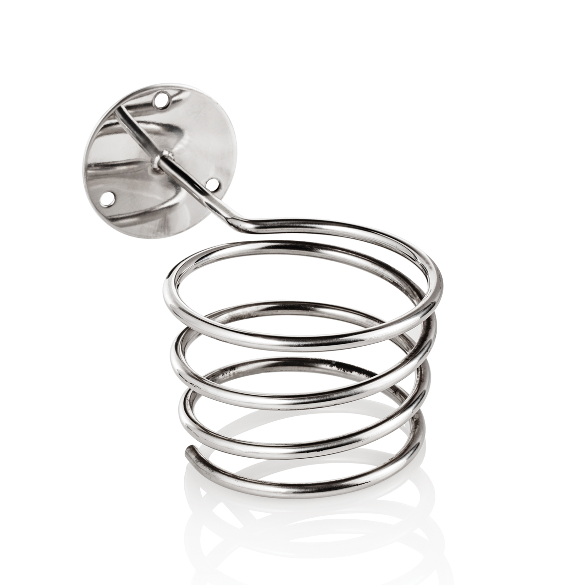 Wall-mounted hair dryer holder spiral