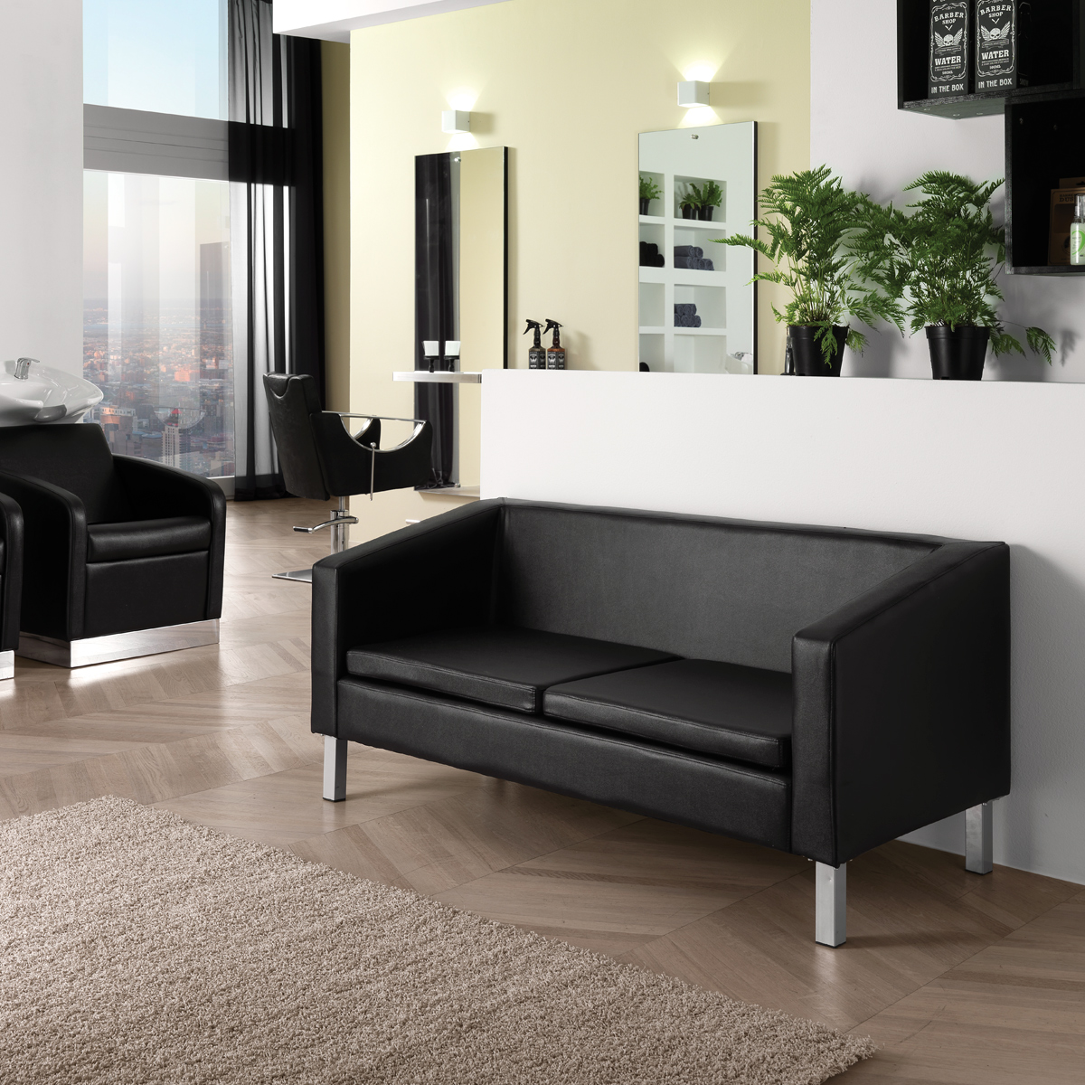 Lucky black waiting sofa