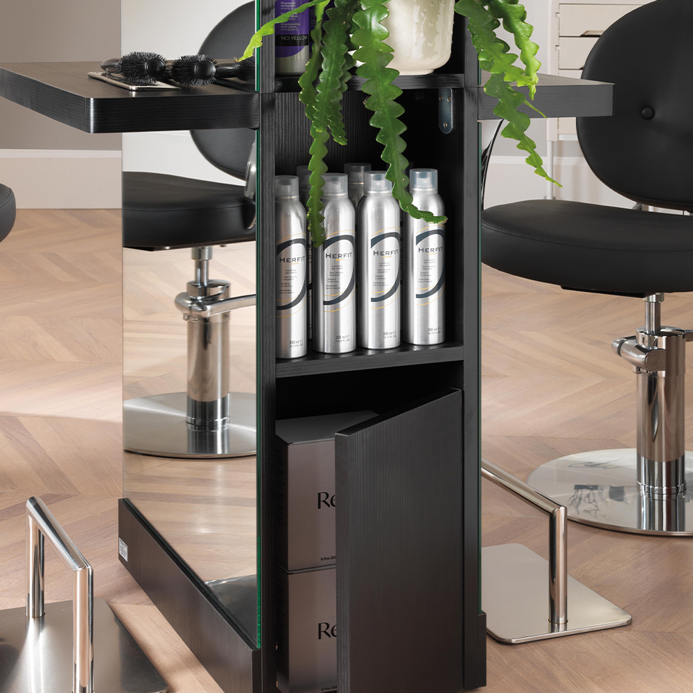 Luce Duo double-sided mirror with shelf