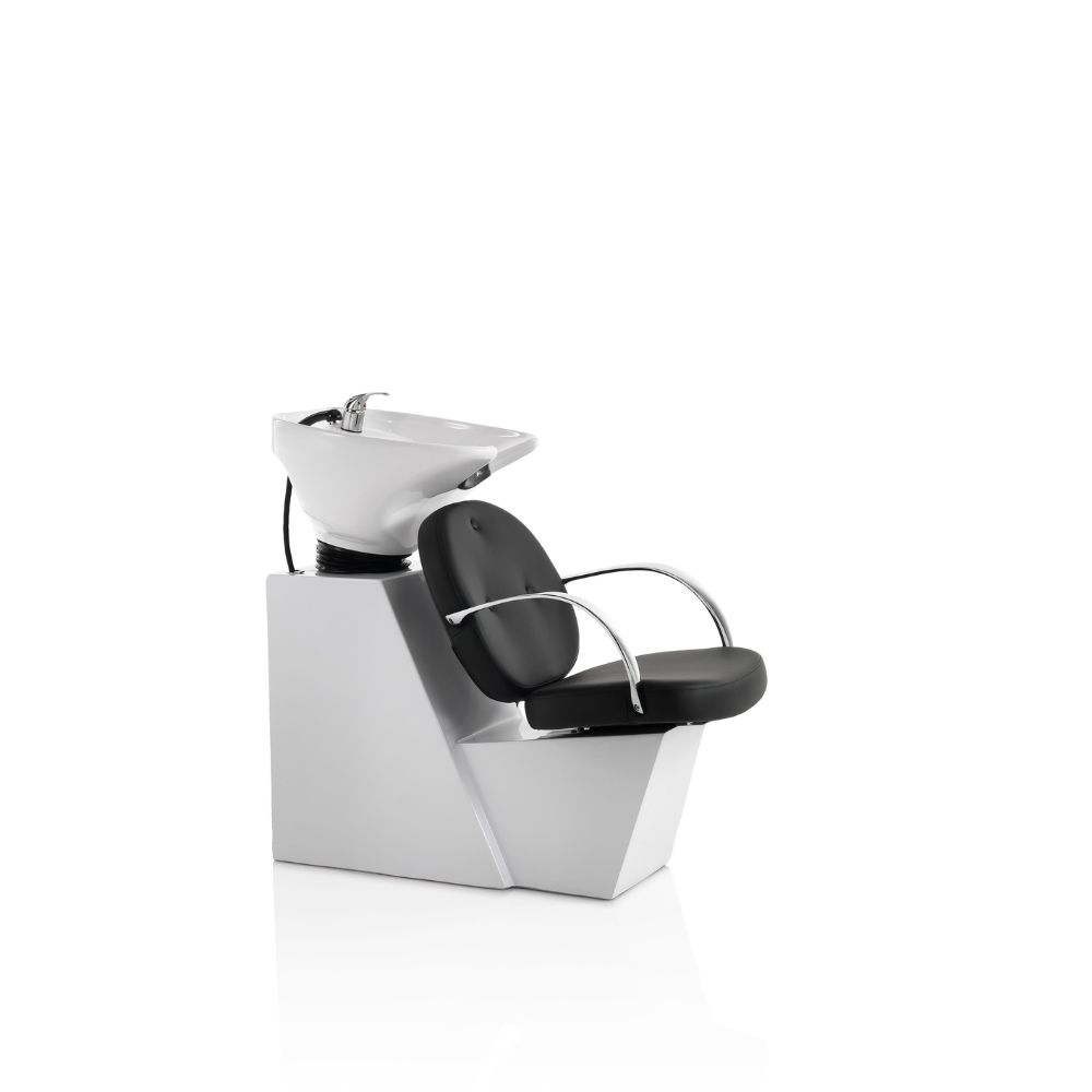 Hair Colette washing unit with fehér base and black chair