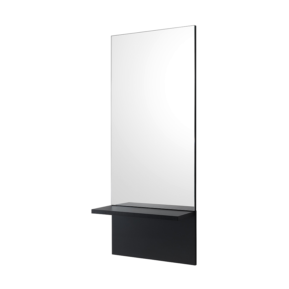 Mirror with black shelf