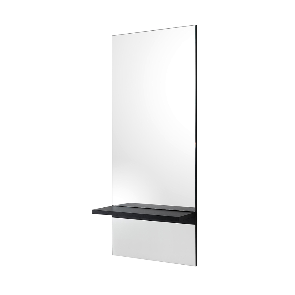 Mirror unit with black shelf