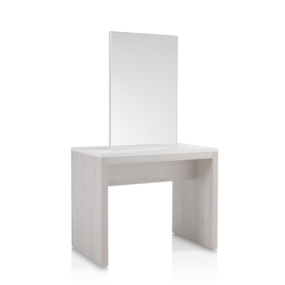 Consolle double-sided table with mirror larch and white