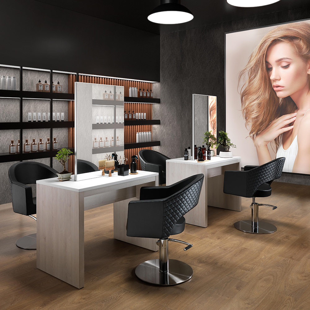 Consolle double-sided table with mirror larch and white