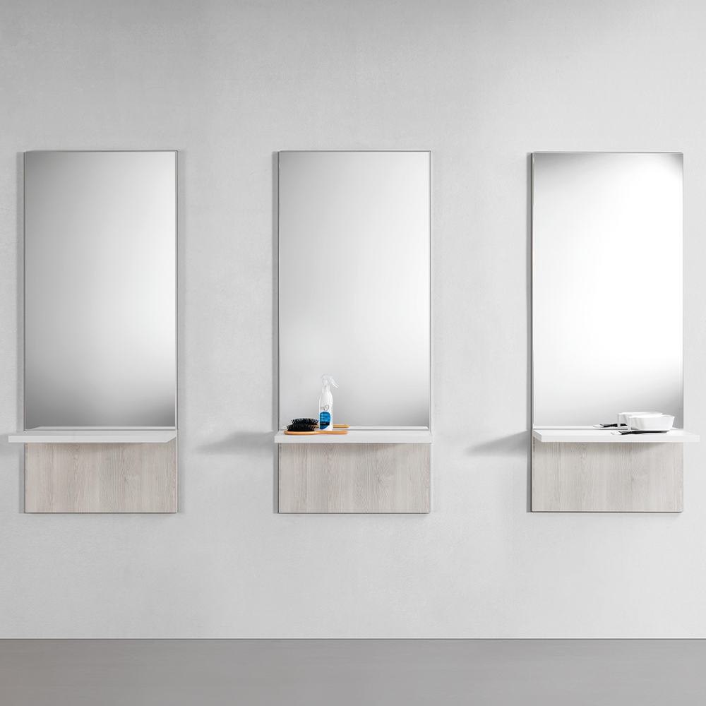 Mirror with larch and white shelf