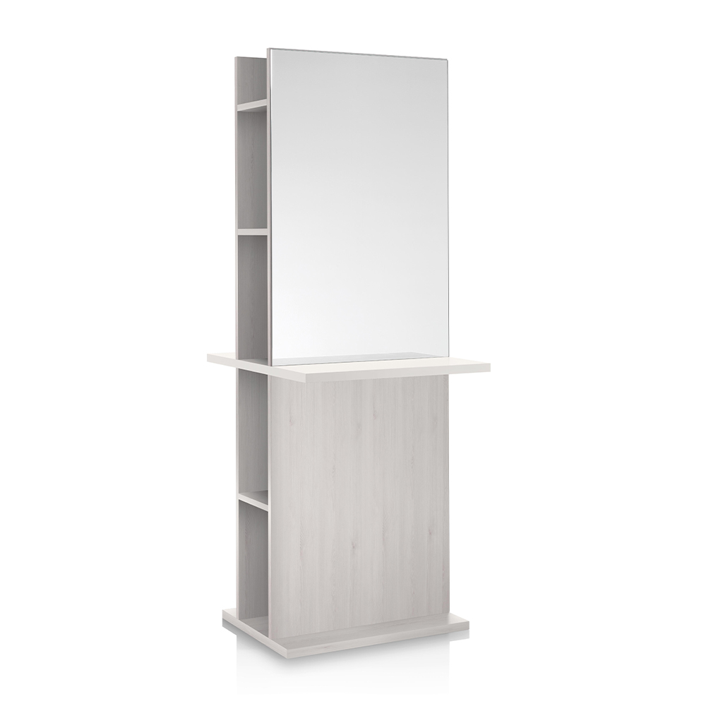 Totem double-sided mirror with shelves lurch and whitw