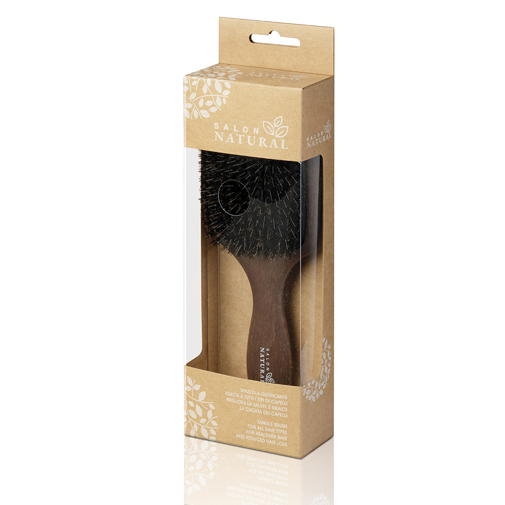 Salon natural brush with nylon and pure boar bristles