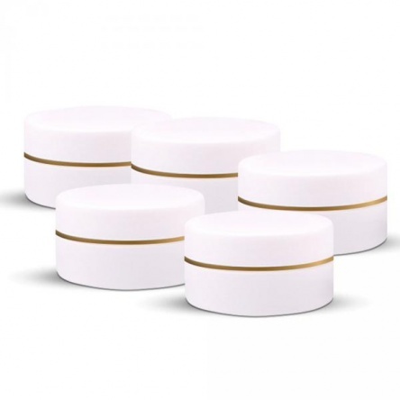 White cosmetic jar with Golden Stripe 5ml 10pcs/pack