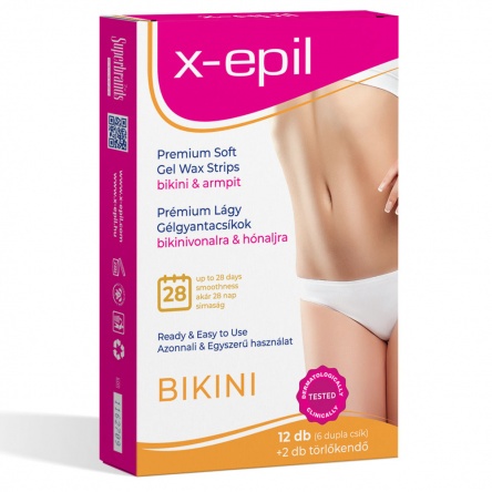 X-Epil Premium Soft Sensitive Gel Wax Strips for bikini – 12 pcs