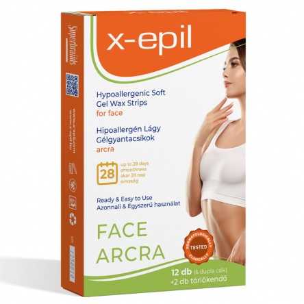 X-Epil Hypoallergenic Gel Wax Strips for face – 12 pcs