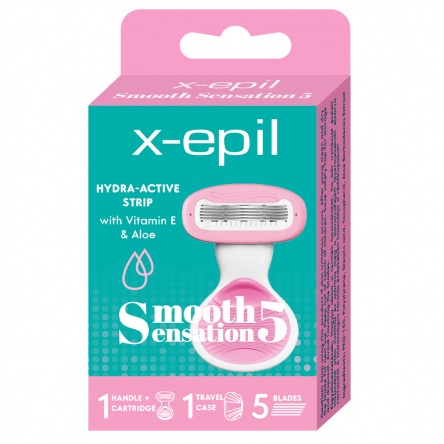 X-Epil Smooth Sensation 5 blades mini woman razor with travel case 1pc