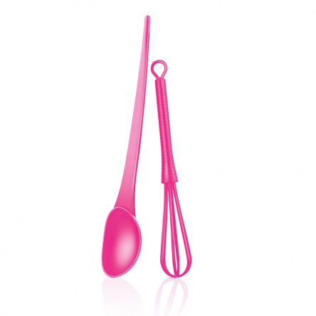 Measuring applicator and whisk pink