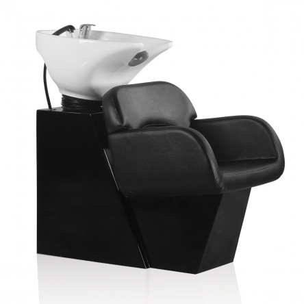 Hair Sage washing unit with black base and black chair