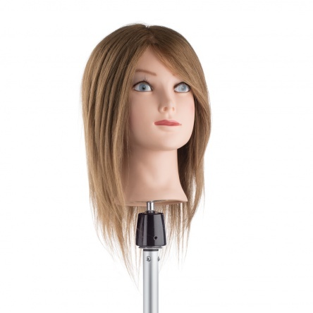 Hair training head with real medium short hair 30cm