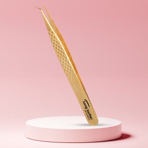 Long Lashes curved lash tweezers - gold, 12cm
