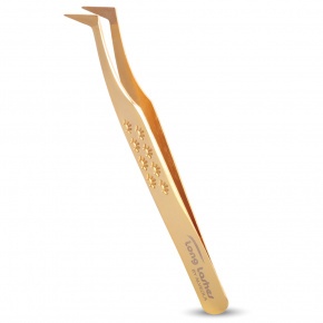 Long Lashes Pro Fiber L- shape Volume tweezer - Gold